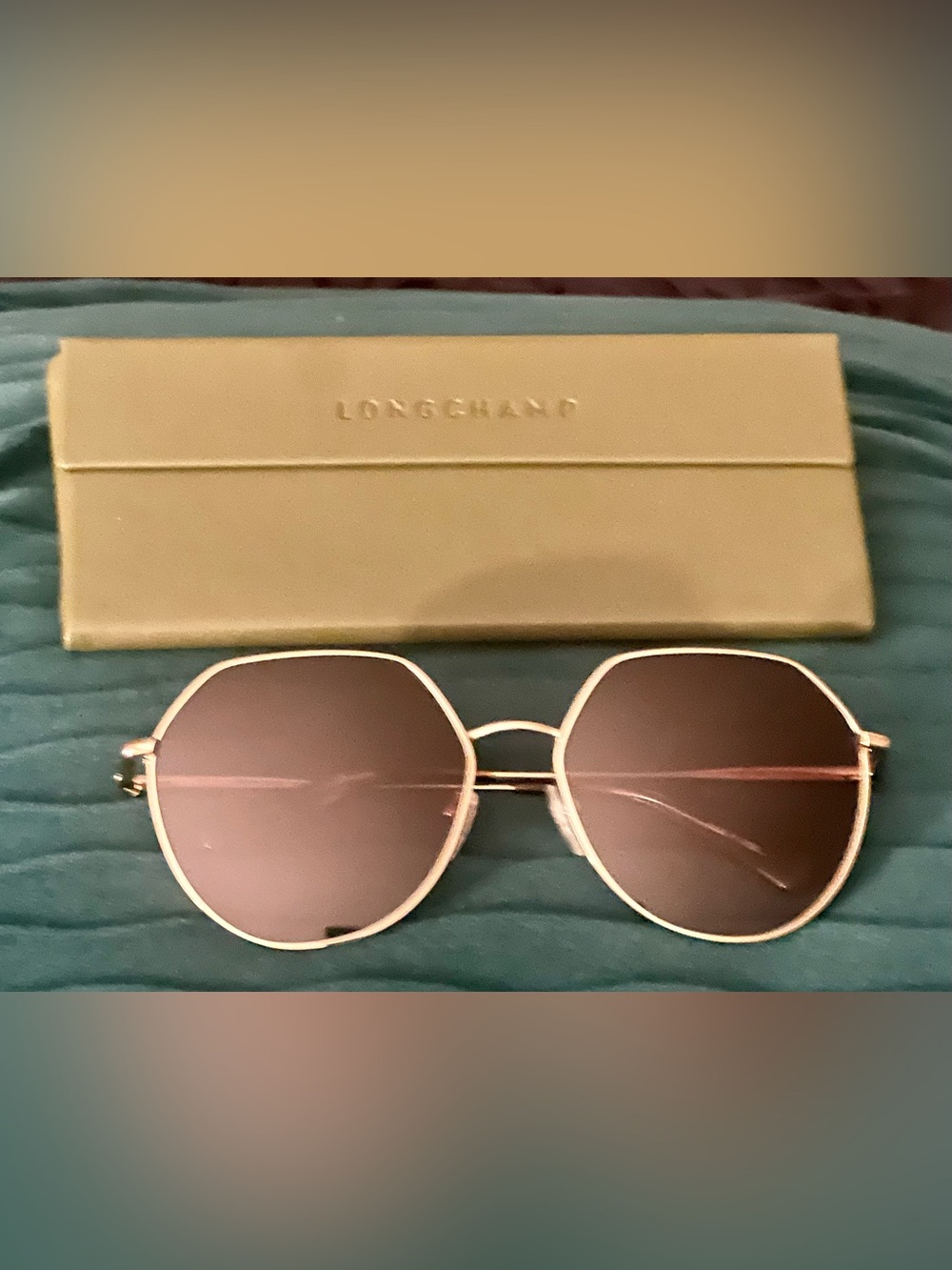 Longchamp Gold Frame Sunglasses with Brown Lenses
Brand New